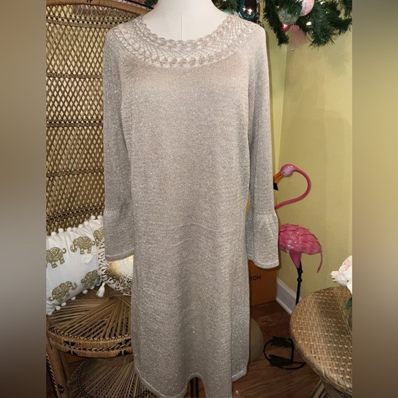 Lilly Pulitzer NWT Carino Sweater Dress Gold Metallic $198 Size XL Gorgeous! - Picture 2 of 9
